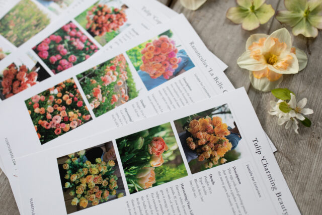 A close up of Floret Library planning sheets
